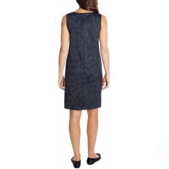 Mario Serrani Women's Blue Black Printed Unlined Comfort Knit Shift Dress Size S - Picture 2 of 10